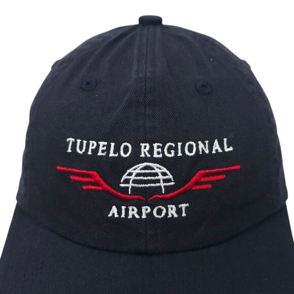 Tupelo Regional Airport Strapback Cap Embroidered Logo Baseball Hat Navy Blue - Picture 7 of 14
